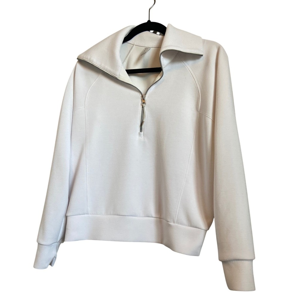 Women’s White Half-Zip Pullover Top